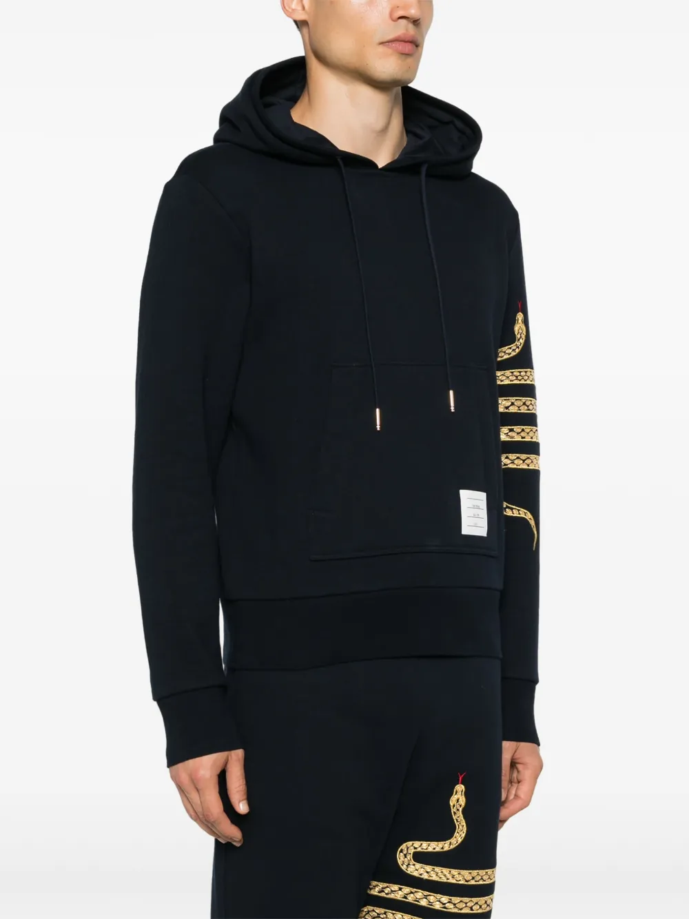Shop Thom Browne Snake 4-bar Roll-neck Hoodie In Blue