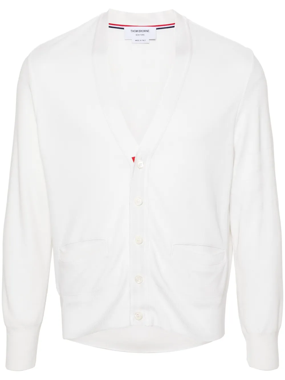 Thom Browne 4BAR シルク カーディガン - ホワイト Thom Browne 4BAR シルク カーディガン - ホワイト