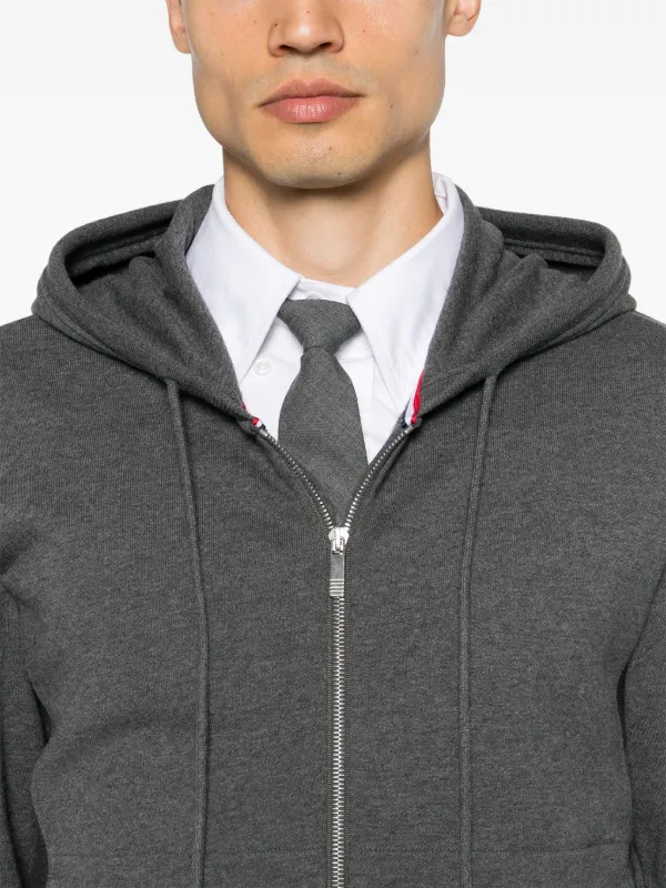 【Thom Browne】 4-Bar zip-upフードセーターシャツ Classic Loopback 4-Bar Zip Up Hoodie | Thom Browne