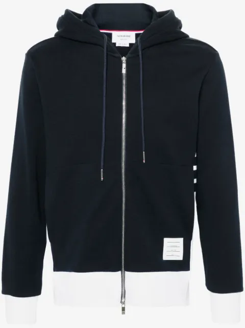 Thom Browne loopback jersey 4-Bar zip up hoodie