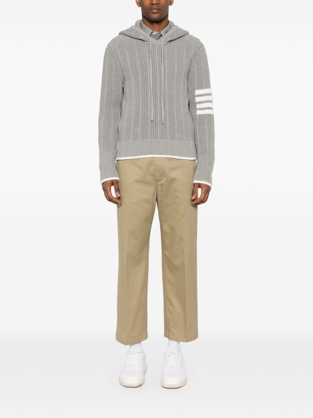 Thom Browne ribbed cotton hoodie - Grey