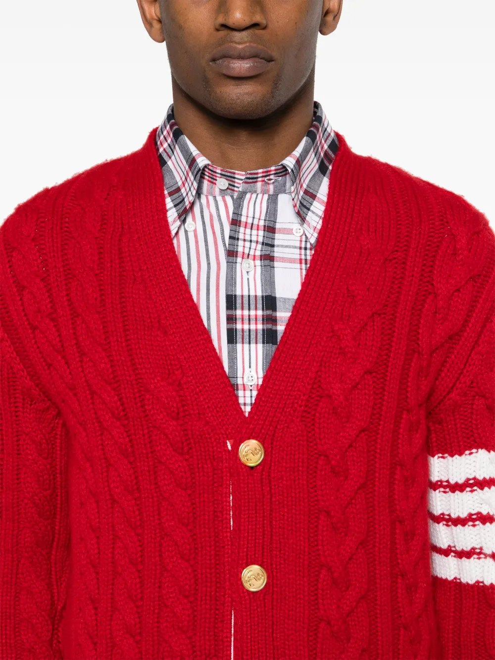 Thom Browne Kabelgebreid vest Rood