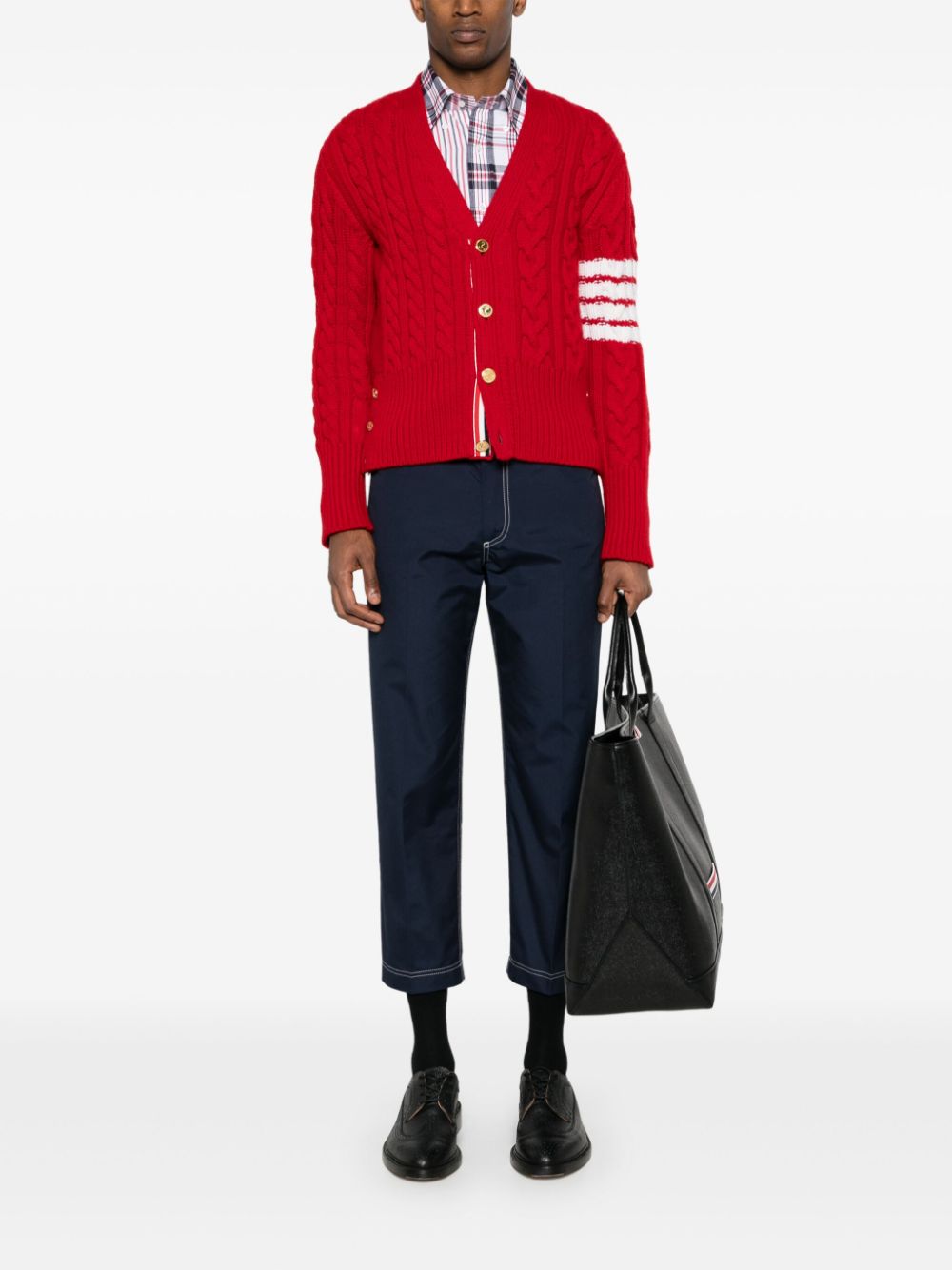 Thom Browne cable-knit cashmere cardigan - Red