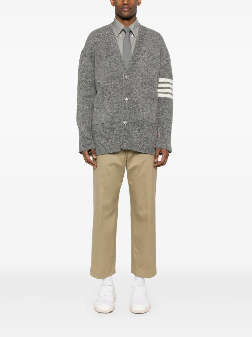 Image 2 of Thom Browne 4-Bar mélange wool cardigan