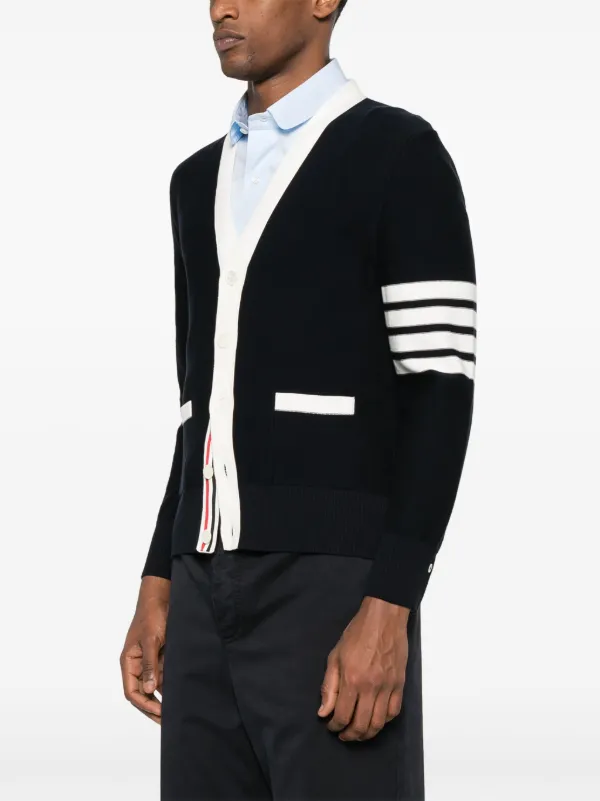 Thom Browne Cotton 4-Bar Relaxed Fit Hector V-neck Cardigan | Blue