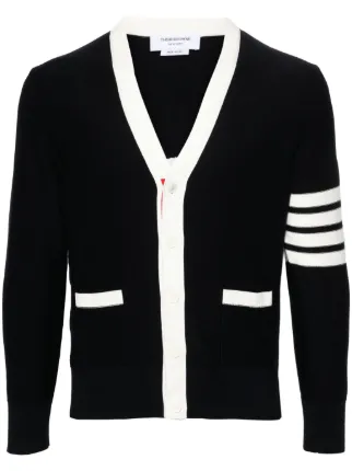 Thom Browne Cotton 4-Bar Relaxed Fit Hector V-neck Cardigan | Blue