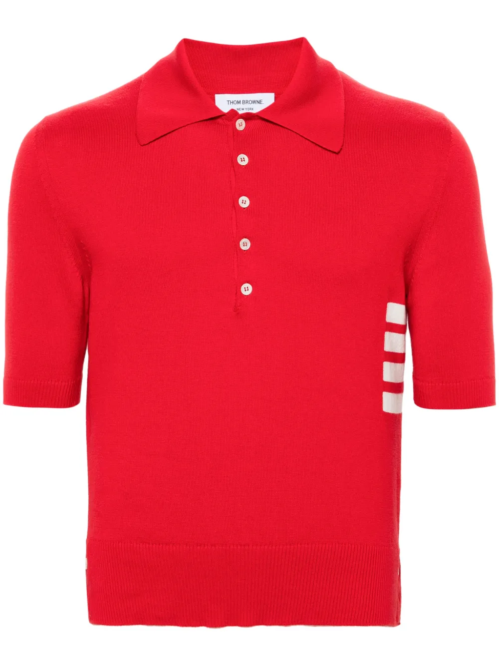 Thom Browne 4-Bar knitted polo shirt | Red | Image 1