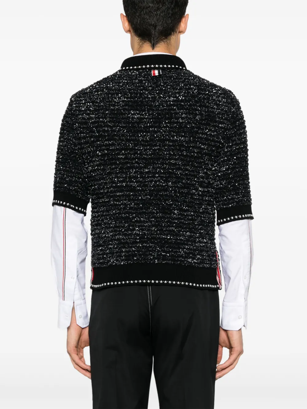 Thom Browne Tweed poloshirt Zwart