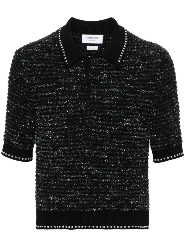 Thom Browne ツイード ポロシャツ | ブラック | FARFETCH JP