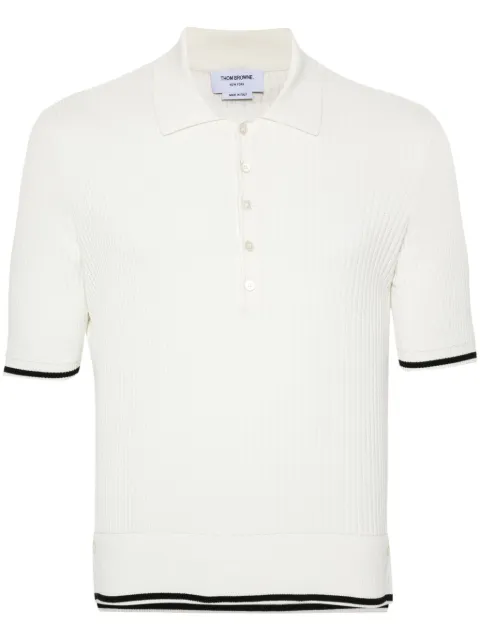 Thom Browne striped-edge polo jumper