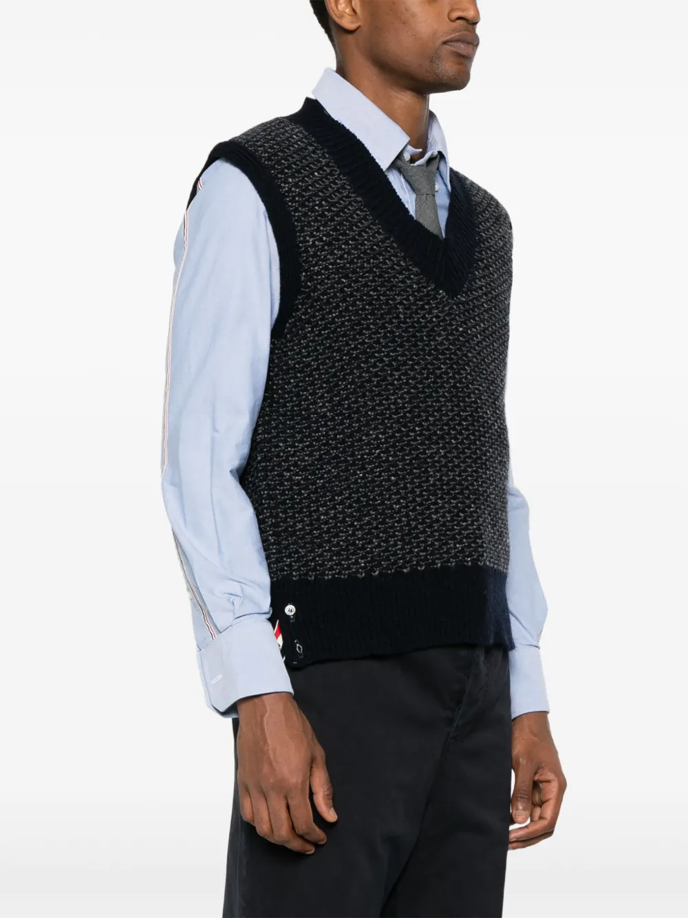 Thom Browne 4-bar Knitted Vest In 蓝色