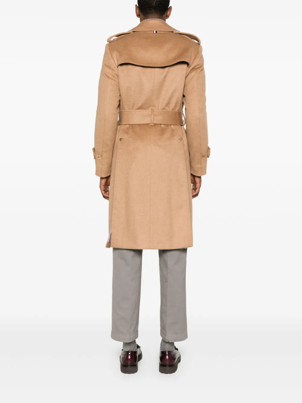 Shop Thom Browne Double-breasted Coat In Brown