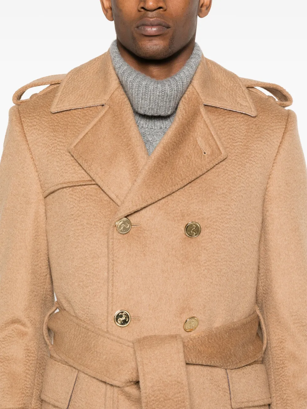 Shop Thom Browne Double-breasted Coat In Brown