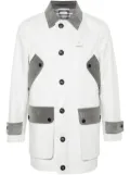 Thom Browne corduroy-trim single-breasted coat - Grey