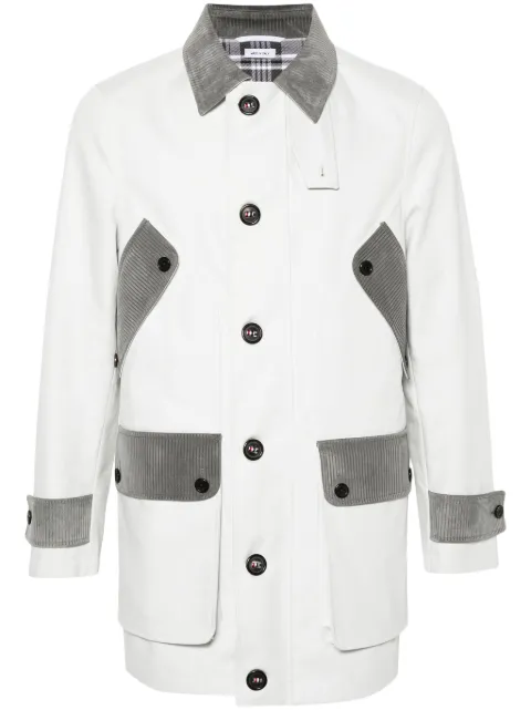 Thom Browne corduroy-trim single-breasted coat