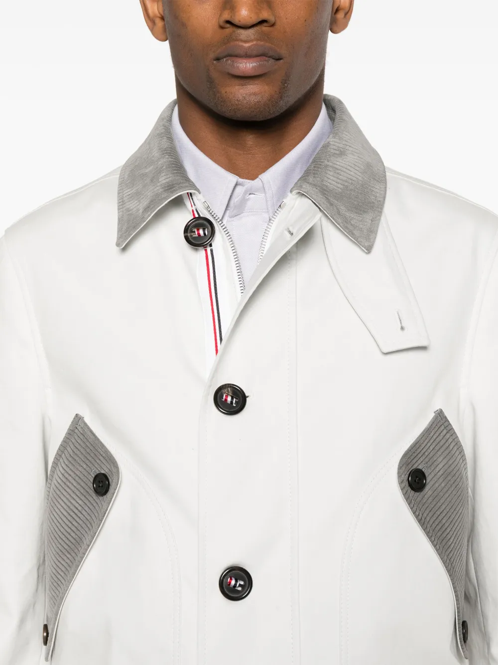 Thom Browne Mantel met enkele rij knopen Grijs