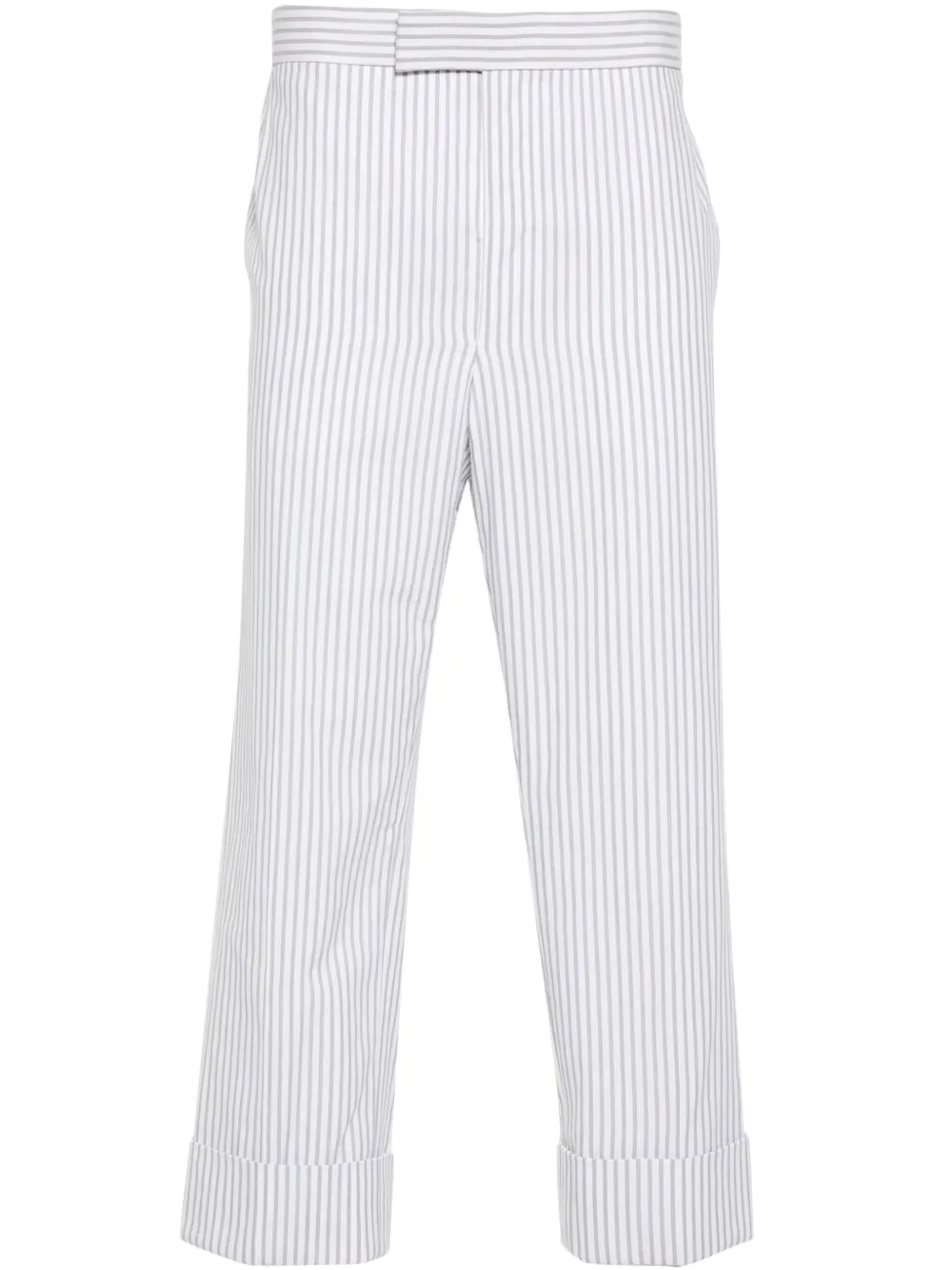 Thom Browne striped low-rise tapered trousers | Grey | Image 1