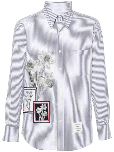 Thom Browne camisa con bordado floral y rayas estampadas