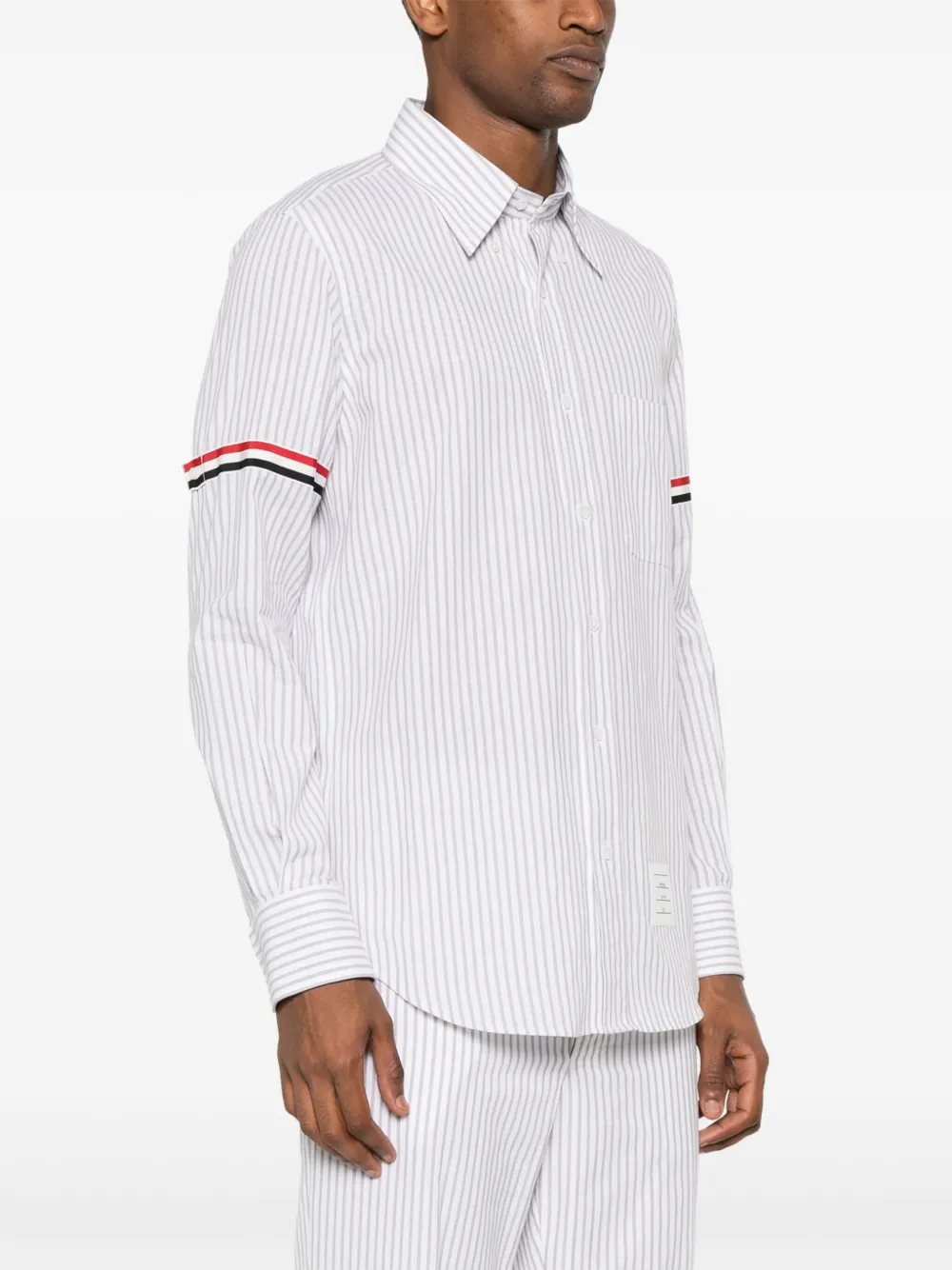 Shop Thom Browne Rwb-stripe Cotton Shirt In White