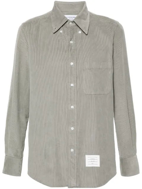 Thom Browne logo-patch corduroy shirt