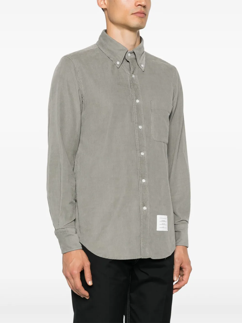 Thom Browne Ribfluwelen overhemd Grijs
