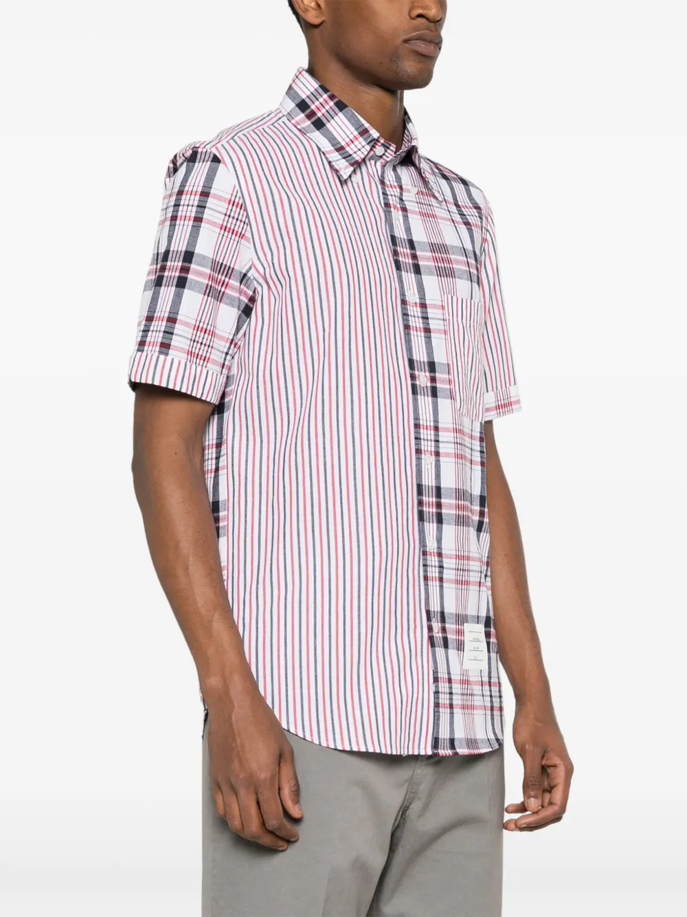 Thom Browne mix-pattern Cotton Shirt | White | FARFETCH JO