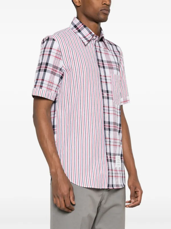 Thom Browne mix-pattern Cotton Shirt | White | FARFETCH