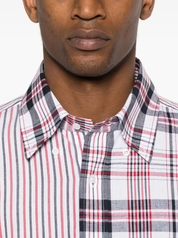 Thom Browne mix-pattern Cotton Shirt | White | FARFETCH JO