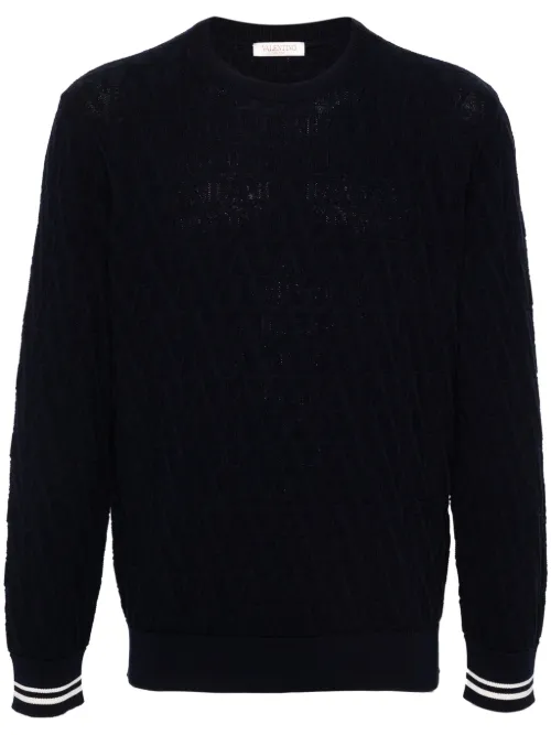 Pull en coton à motif Optical en jacquard - Valentino Garavani - Modalova