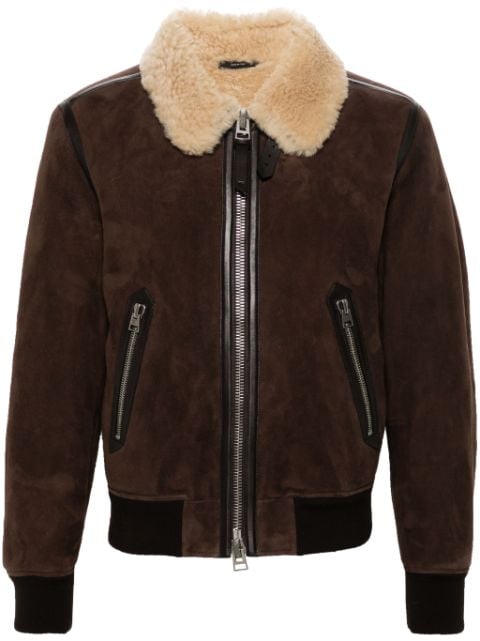 TOM FORD shearling-collar suede jacket