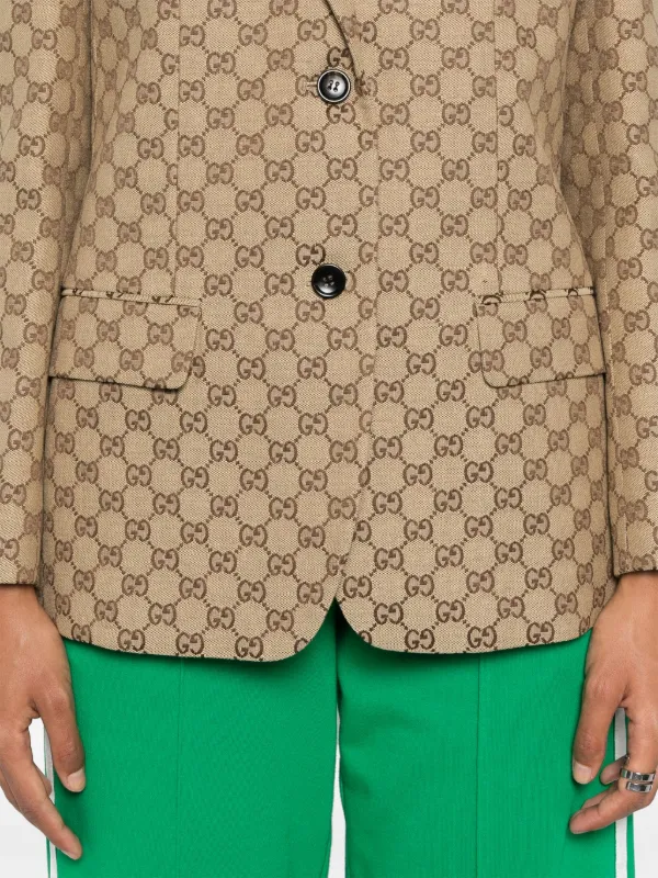 Gucci GG Canvas single breasted Blazer Neutrals FARFETCH AE