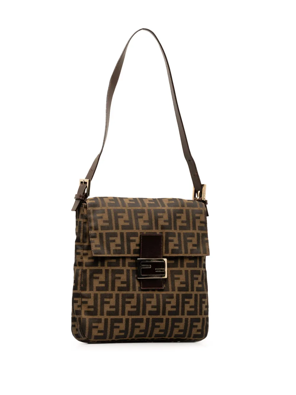 Pre-owned Fendi 20th Century Zucca Canvas Mamma Forever Shoulder Bag In Brown