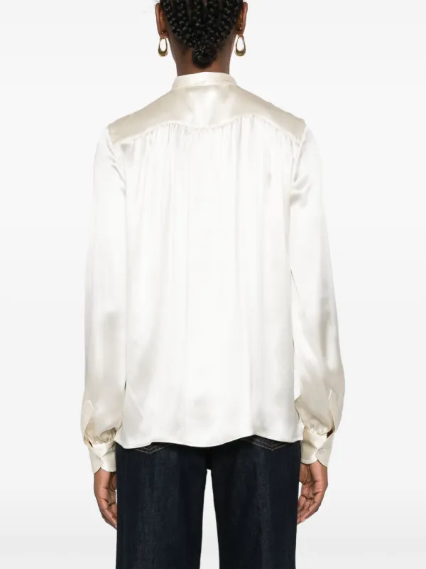 トップス BEDJW.FORD Satin Bow Collar ShirtsMint BED J.W. FORD(ベッドフォード)のSatin Bow Collar Shirts MINT