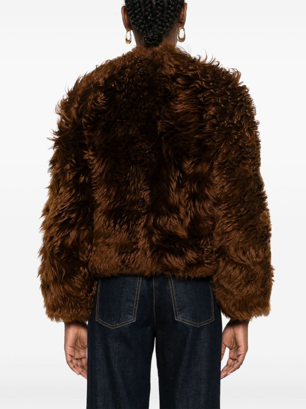 Shop Tom Ford Shearling Collarless Jacket In Braun