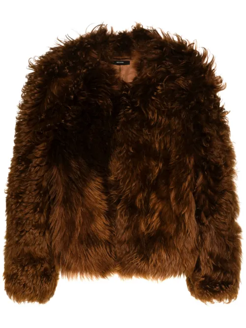 Veste en peau lainée à design sans col - TOM FORD - Modalova