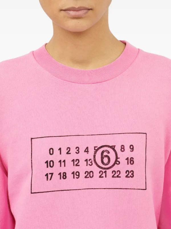 マルジェラ　MM6 Tシャツ ピンク　ネオン MM6 Maison Margiela】Margiela 6 ネオン ロゴ 長袖トップス