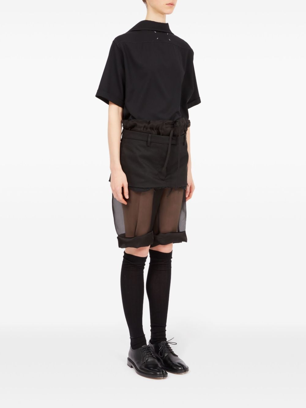 Shop Maison Margiela Deconstructed Layered Midi Skirt In Black