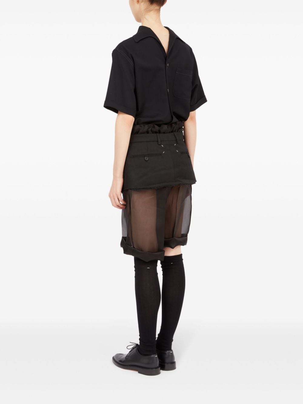 Shop Maison Margiela Deconstructed Layered Midi Skirt In Black