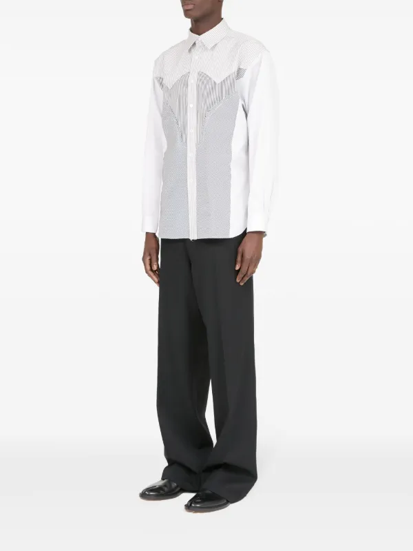 Maison Margiela Panelled Striped Cotton Shirt | White | FARFETCH