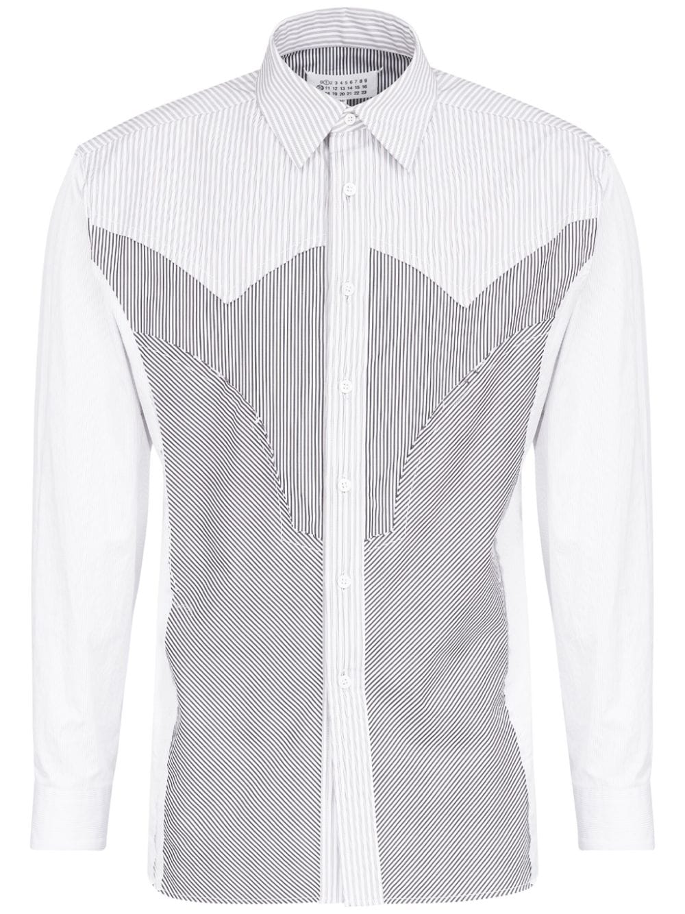 Maison Margiela Panelled Striped Cotton Shirt In White
