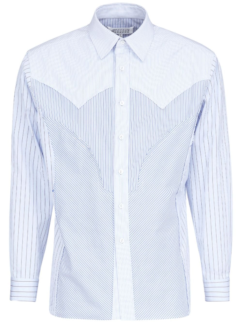Maison Margiela Panelled Striped Cotton Shirt In Blue