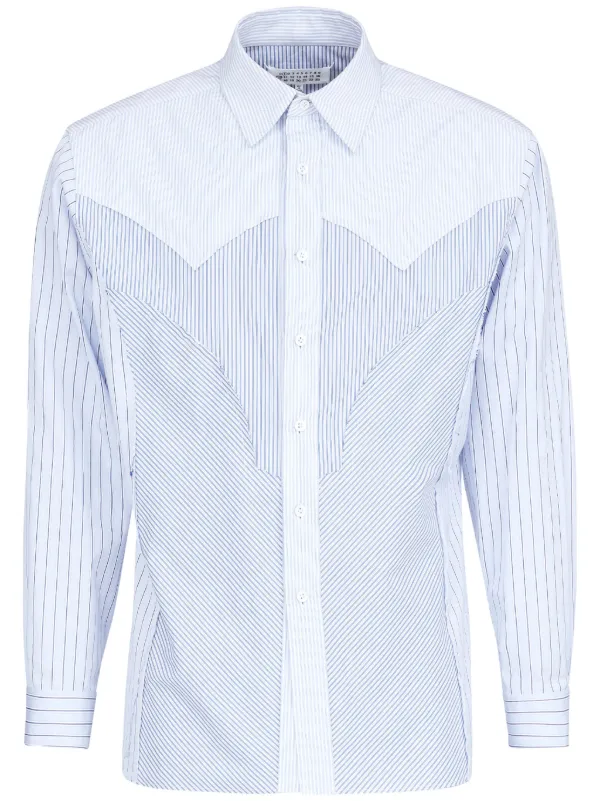 低価格 Maison Margiela JP FARFETCH | ブルー | シャツ ストライプ トップス
