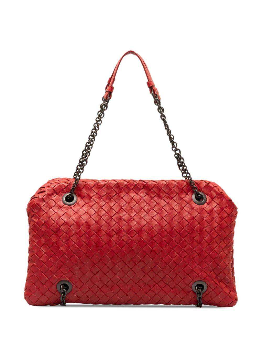 Pre-owned Bottega Veneta 2012-2023 Intrecciato Duo Shoulder Bag In Red