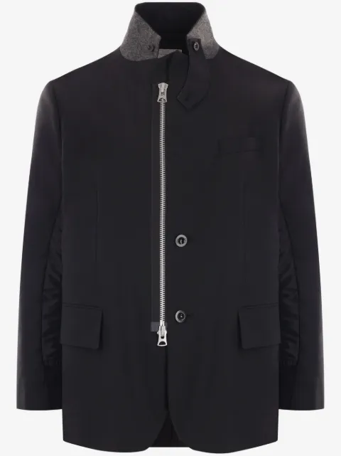 sacai blazer con cuello de tortuga y cierre