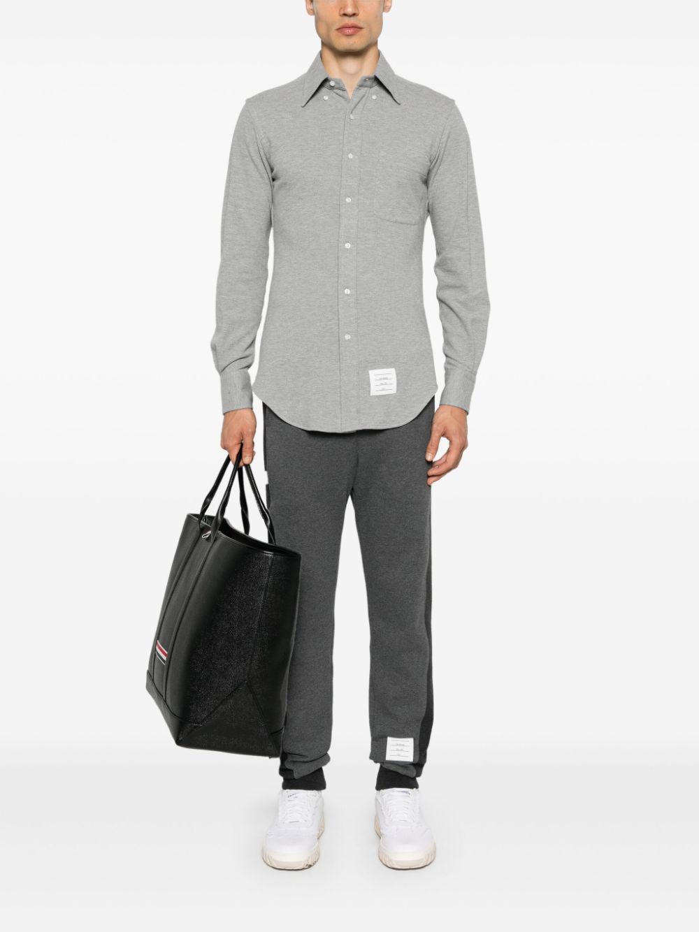 Thom Browne Poloshirt met gemêleerd-effect - Grijs