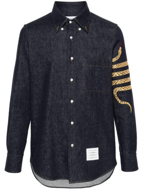 Thom Browne 4 Bar-snake denim shirt