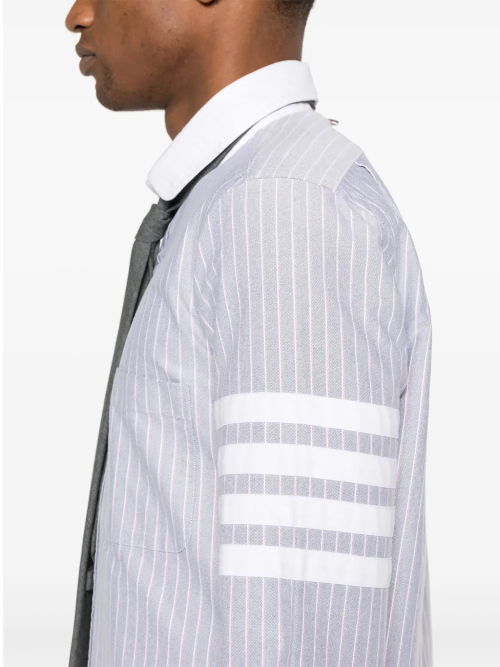 Thom Browne Overhemd met vier strepen Blauw