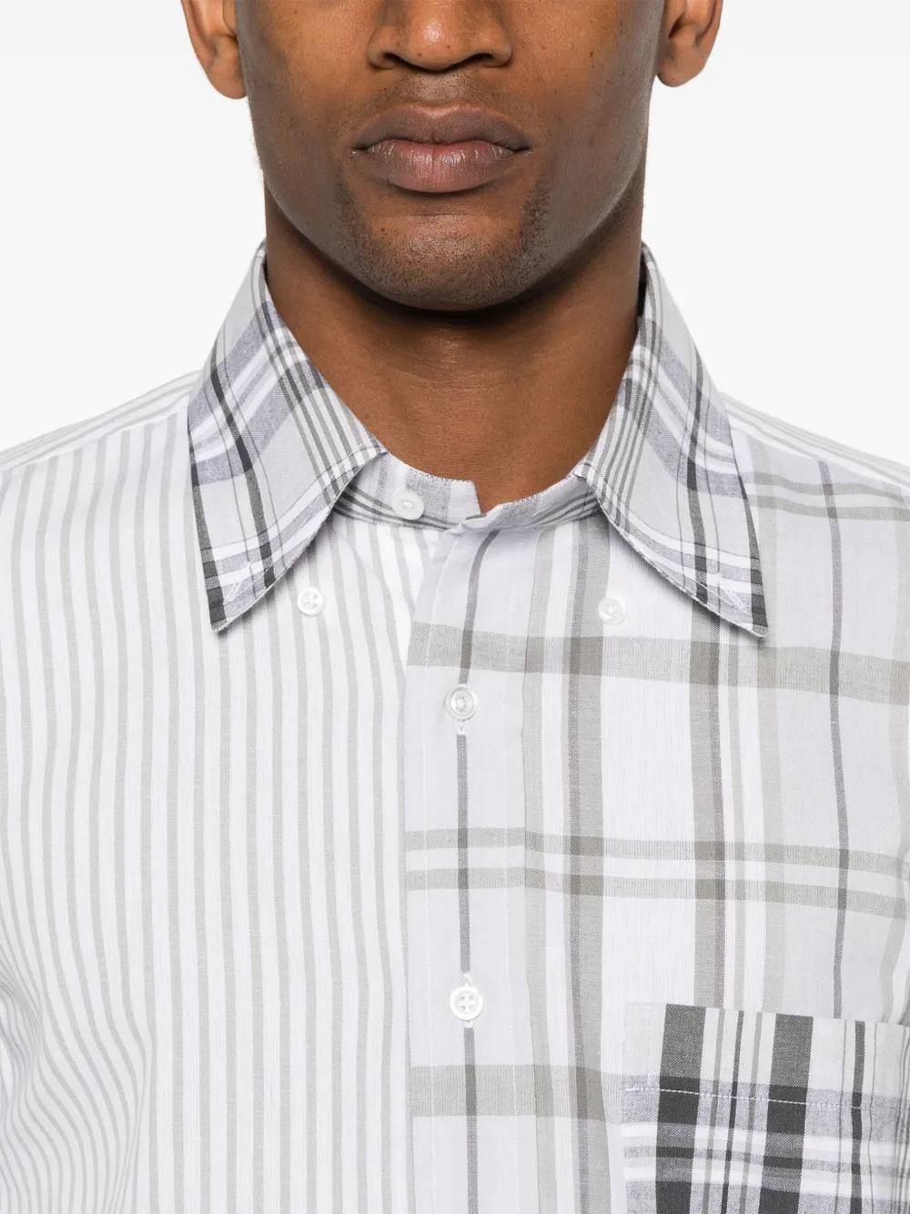 Thom Browne Overhemd met gemixt patroon Grijs