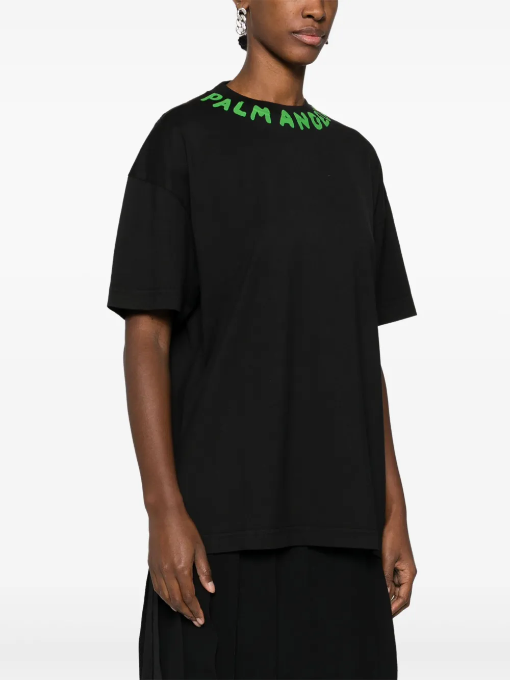 Palm Angels Logo-print Cotton T-shirt In Black