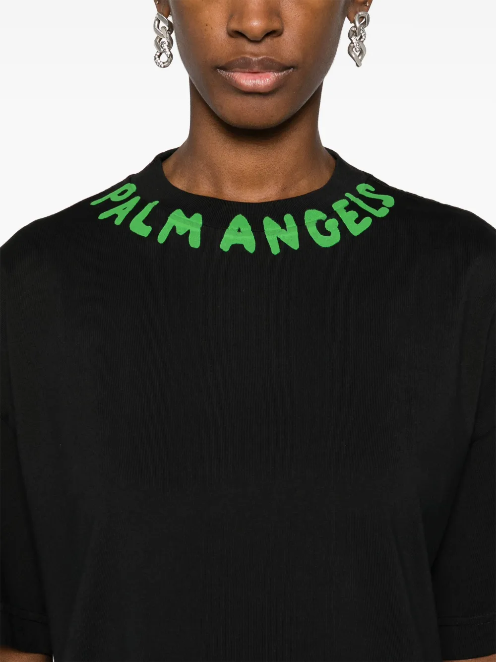 Palm Angels Logo-print Cotton T-shirt In Black